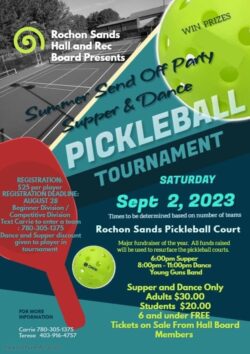 Summer Send Off Party - Pickleball Tournament with Supper and Dance to follow.